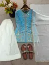 Jf 043 Pure Fendy Silk With Heavy Embroidery Work Readymade Suits Wholesale Online